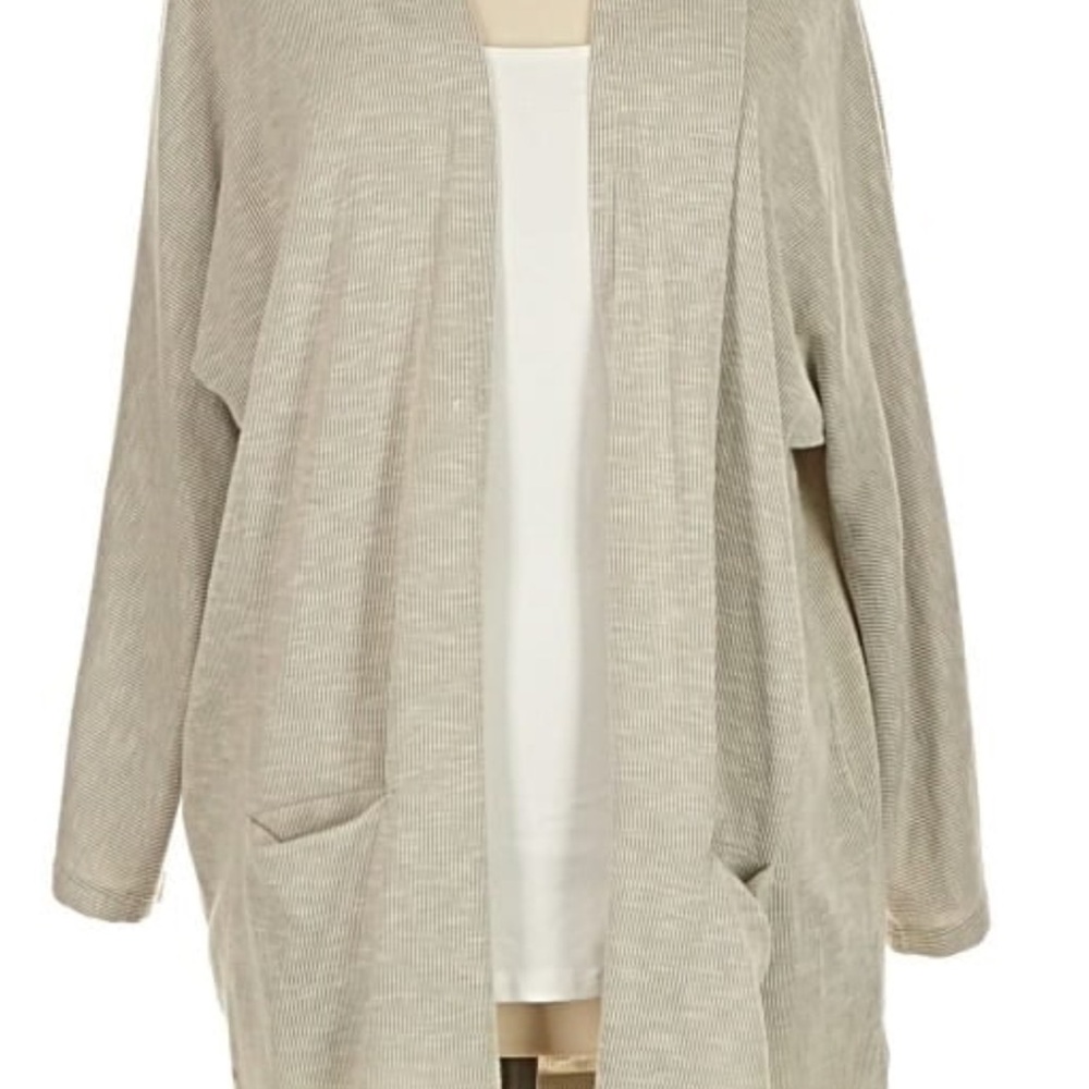 Light Grey Open-Front Women's Cardigan Sweater
